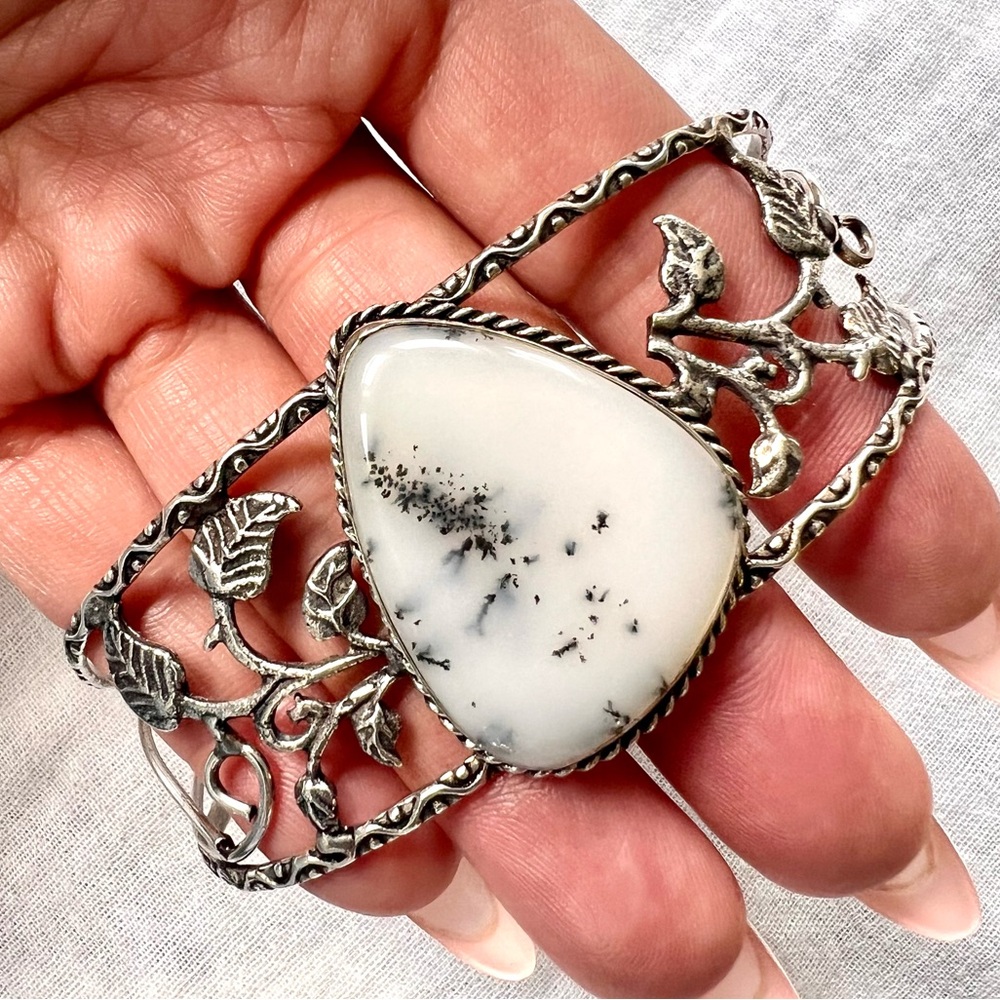 925 Chakra Alignment Dendritic Agate Cuff Bracelet